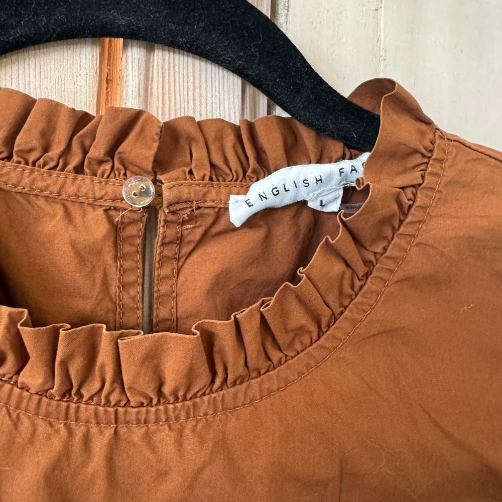 English Factory Ruffled Tan Blouse - Picture 2 of 3